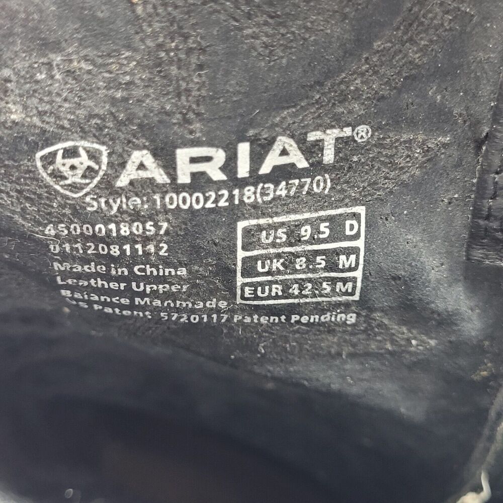 Ariat Boots Mens 9.5D Black Deertan Leather Heritage R Toe Western 10002218 - Picture 9 of 10